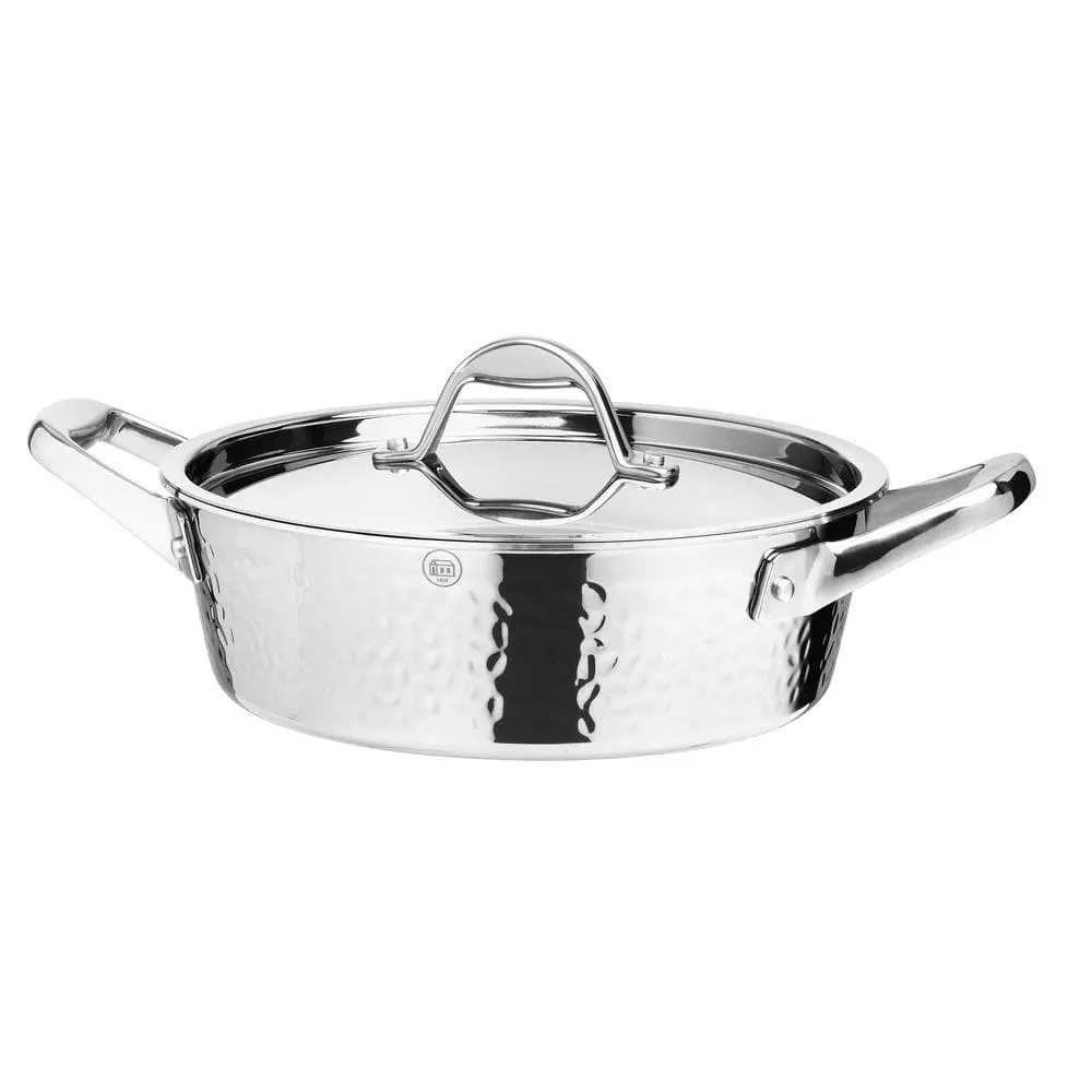 STERN 2.6 Qt. Hammered Stainless Steel Tri-Ply Braiser with Lid by 1829 Carl Schmidt Sohn 3 STERN 2.6 Qt. Hammered Stainless Steel Tri-Ply Braiser with Lid by 1829 Carl Schmidt Sohn
