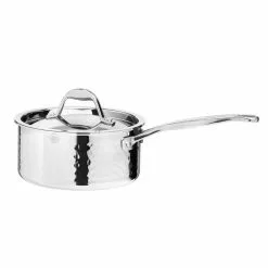 STERN 2.1 Qt. Hammered Stainless Steel Tri-Ply Saucepan with Lid by 1829 Carl Schmidt Sohn