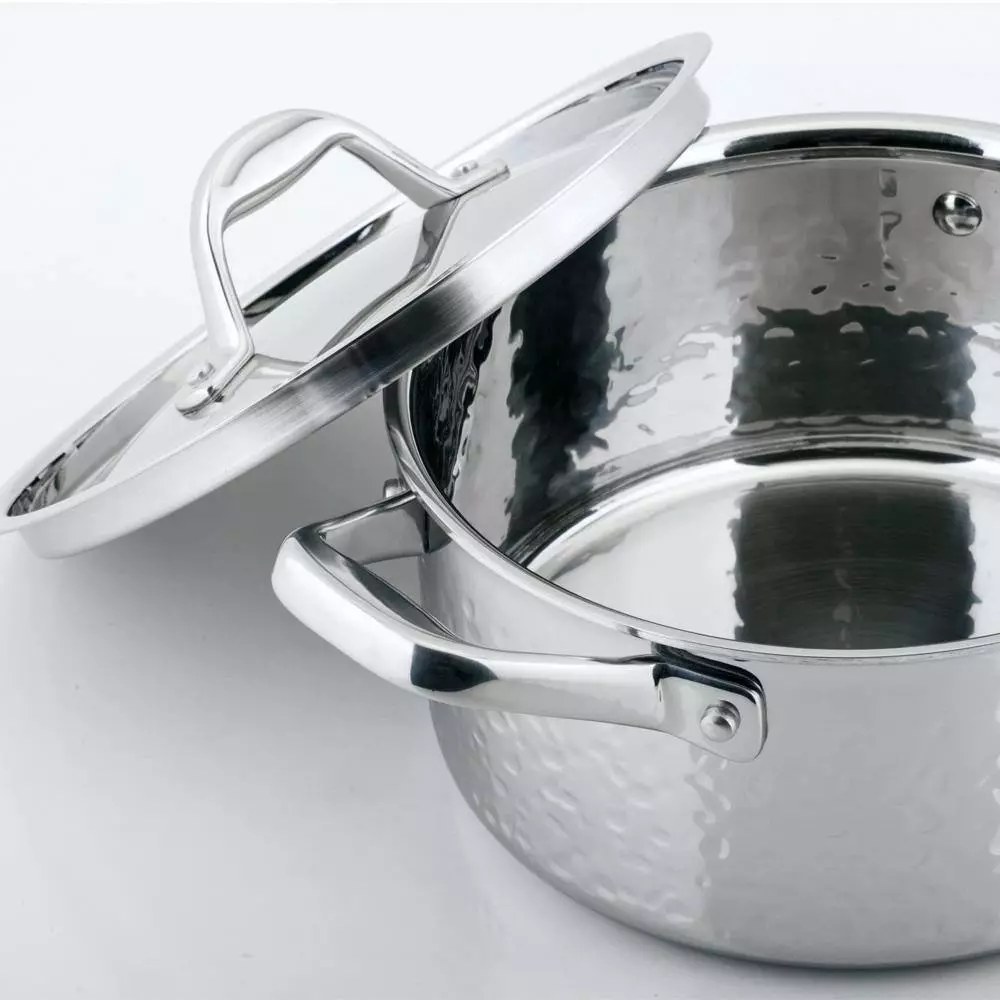 STERN 3.2 Qt. Hammered Stainless Steel Tri-Ply Stock Pot with Lid by 1829 Carl Schmidt Sohn 4 STERN 3.2 Qt. Hammered Stainless Steel Tri-Ply Stock Pot with Lid by 1829 Carl Schmidt Sohn - Image 2