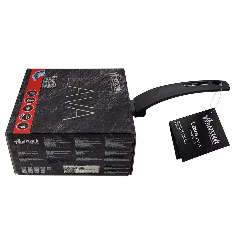 Lava Stone 1.5 qt. Aluminum Nonstick Sauce Pot in Gray with Glass Lid by AMERCOOK 6 Lava Stone 1.5 qt. Aluminum Nonstick Sauce Pot in Gray with Glass Lid by AMERCOOK - Image 4