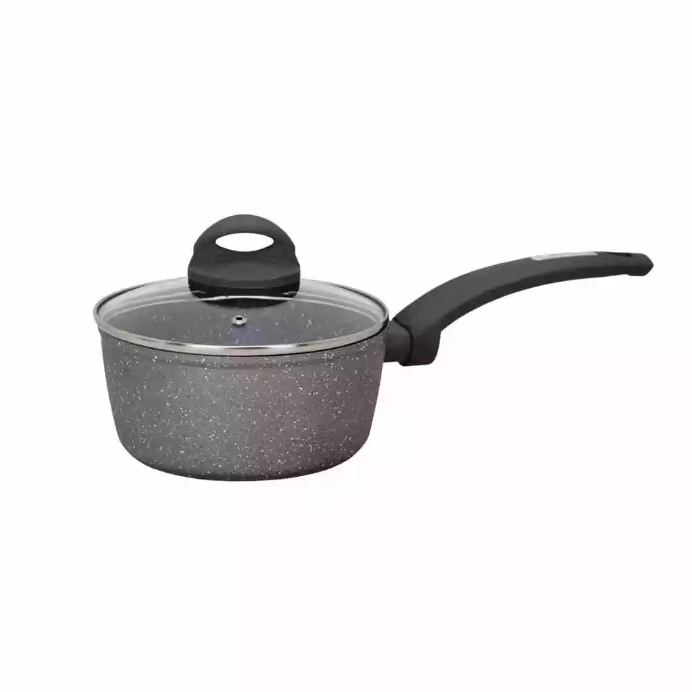 Lava Stone 1.5 qt. Aluminum Nonstick Sauce Pot in Gray with Glass Lid by AMERCOOK 3 Lava Stone 1.5 qt. Aluminum Nonstick Sauce Pot in Gray with Glass Lid by AMERCOOK