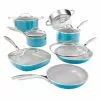 Aqua Blue 12-Piece Aluminum Ceramic Nonstick Cookware Set with Glass Lids by Gotham Steel -Cookware Sales Shop aqua blue gotham steel pot pan sets 7414 64 1000