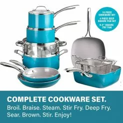 20-Piece Aluminum Ti-Ceramic Nonstick Cookware and Bakeware Set in Aqua Blue by Gotham Steel 13 20-Piece Aluminum Ti-Ceramic Nonstick Cookware and Bakeware Set in Aqua Blue by Gotham Steel -Cookware Sales Shop aqua blue gotham steel pot pan sets 7528 1f 1000