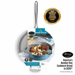 Aqua Blue 5.5 qt. Aluminum Ti-Ceramic Non-stick Deep Saute Pan with Glass Lid by Gotham Steel -Cookware Sales Shop aqua blue gotham steel saute pans 7515 fa 1000