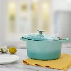Artisan 2-Piece 5 qt. Aqua Blue Enameled Cast Iron Dutch Oven by Oster 13 Artisan 2-Piece 5 qt. Aqua Blue Enameled Cast Iron Dutch Oven by Oster -Cookware Sales Shop aqua blue oster dutch ovens 985115145m 31 1000