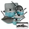 High Performance 17-Piece Aluminum Nonstick Cookware Set in Aqua by Farberware 1 High Performance 17-Piece Aluminum Nonstick Cookware Set in Aqua by Farberware -Cookware Sales Shop aqua farberware pot pan sets 21926 64 1000