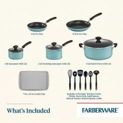 15-Piece Cookware Set by Farberware -Cookware Sales Shop aqua farberware pot pan sets 22307 c3 1000