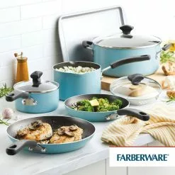 15-Piece Cookware Set by Farberware -Cookware Sales Shop aqua farberware pot pan sets 22307 fa 1000