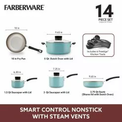 Farberware 14-Piece Aqua Smart Control Cookware Nonstick Pots and Pans Set 15 Farberware 14-Piece Aqua Smart Control Cookware Nonstick Pots and Pans Set -Cookware Sales Shop aqua farberware pot pan sets 22398 c3 1000