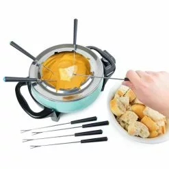 1.5L Aqua Metal Fondue Pot with Fondue Forks by Nostalgia 13 1.5L Aqua Metal Fondue Pot with Fondue Forks by Nostalgia -Cookware Sales Shop aqua nostalgia fondue pots fps6aq 44 1000