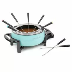 1.5L Aqua Metal Fondue Pot with Fondue Forks by Nostalgia