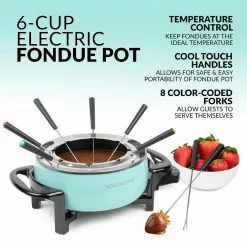 1.5L Aqua Metal Fondue Pot with Fondue Forks by Nostalgia 14 1.5L Aqua Metal Fondue Pot with Fondue Forks by Nostalgia -Cookware Sales Shop aqua nostalgia fondue pots fps6aq fa 1000