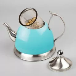 Nobili-Tea 1.0 qt. Aqua Sky Stainless Steel Tea Kettle with Removable Infuser Basket, Aluminum Capsulated Bottom by Creative Home 15 Nobili-Tea 1.0 qt. Aqua Sky Stainless Steel Tea Kettle with Removable Infuser Basket, Aluminum Capsulated Bottom by Creative Home -Cookware Sales Shop aqua sky creative home tea kettles 77073 31 1000