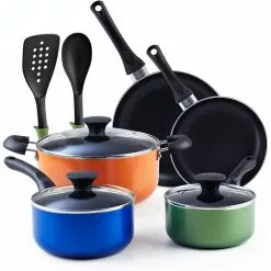 10-Piece Aluminum Nonstick Stay Cool Handle Cookware Set in Multicolor by Cook N Home