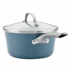 Home Collection 3 qt. Aluminum Nonstick Sauce Pan in Twilight Teal with Glass Lid by Ayesha Curry -Cookware Sales Shop ayesha curry sauce pans 10751 66 1000