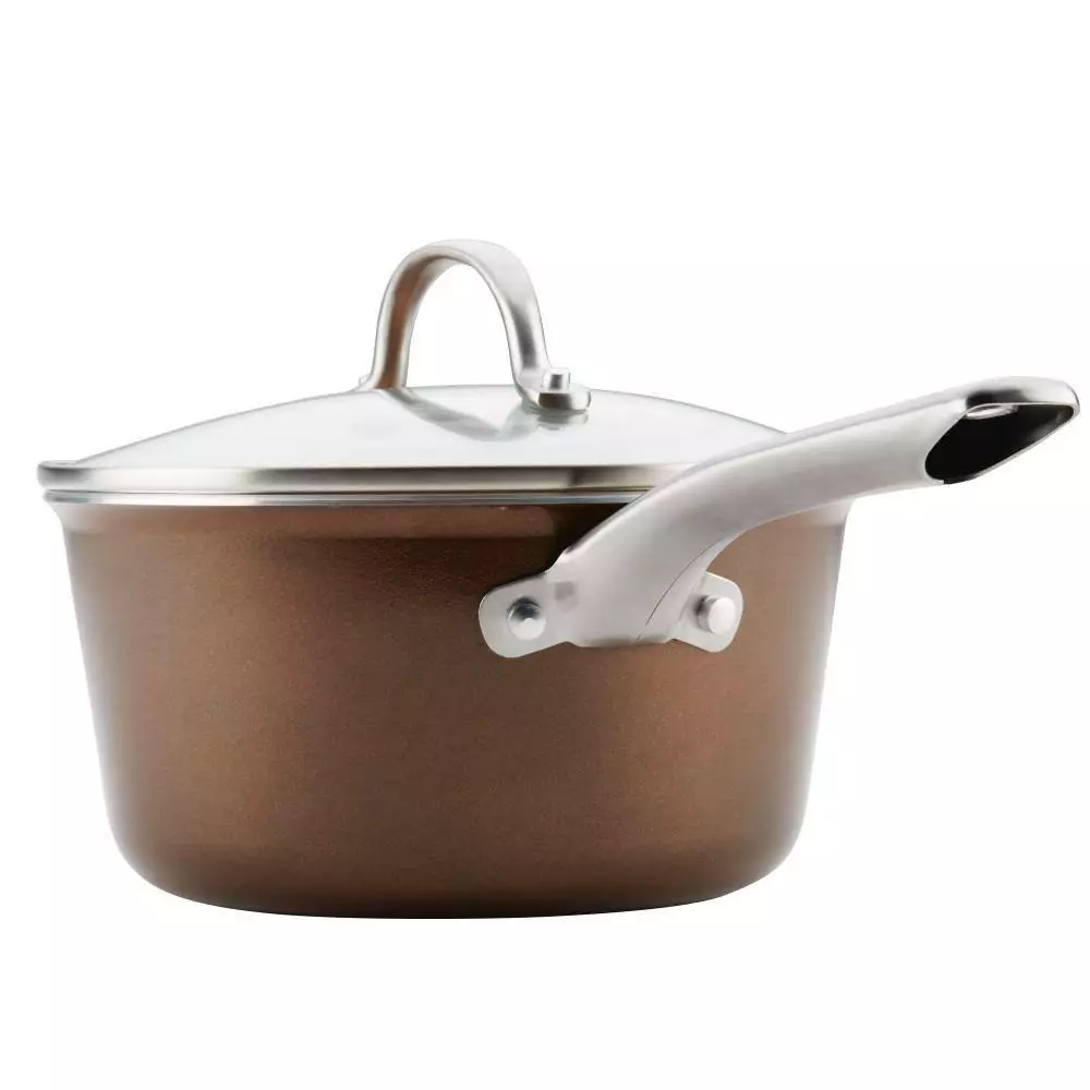 Home Collection 3 qt. Aluminum Nonstick Sauce Pan in Brown Sugar with Glass Lid by Ayesha Curry 6 Home Collection 3 qt. Aluminum Nonstick Sauce Pan in Brown Sugar with Glass Lid by Ayesha Curry - Image 4