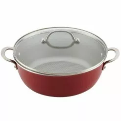 Home Collection 7.5 qt. Aluminum Nonstick Stock Pot in Sienna Red with Glass Lid by Ayesha Curry -Cookware Sales Shop ayesha curry stock pots 10128 c3 1000