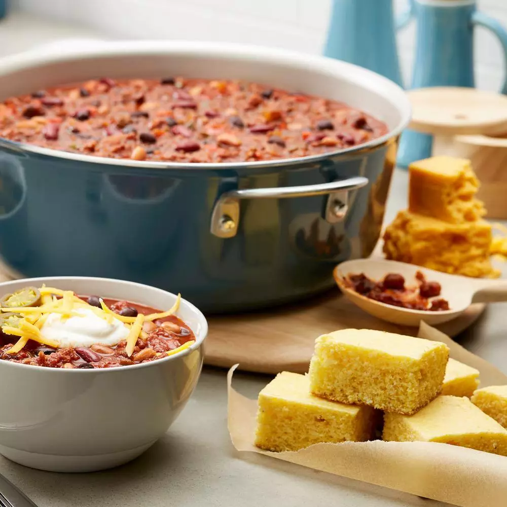 Home Collection 7.5 qt. Aluminum Nonstick Stock Pot in Twilight Teal with Glass Lid by Ayesha Curry 8 Home Collection 7.5 qt. Aluminum Nonstick Stock Pot in Twilight Teal with Glass Lid by Ayesha Curry - Image 6