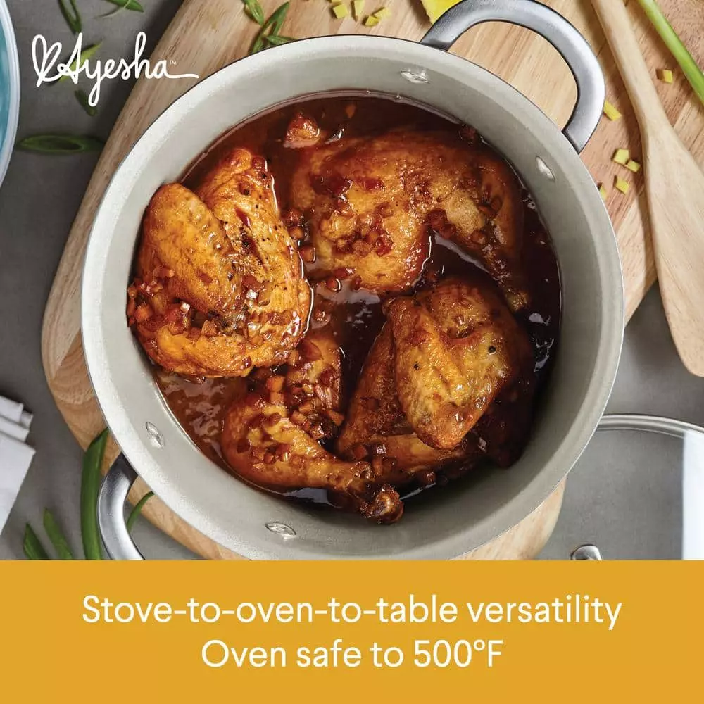 Home Collection 7.5 qt. Aluminum Nonstick Stock Pot in Twilight Teal with Glass Lid by Ayesha Curry 5 Home Collection 7.5 qt. Aluminum Nonstick Stock Pot in Twilight Teal with Glass Lid by Ayesha Curry - Image 3