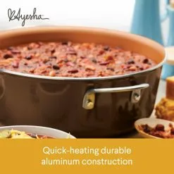 Home Collection 7.5 qt. Aluminum Nonstick Stock Pot in Brown Sugar with Glass Lid by Ayesha Curry 12 Home Collection 7.5 qt. Aluminum Nonstick Stock Pot in Brown Sugar with Glass Lid by Ayesha Curry -Cookware Sales Shop ayesha curry stock pots 10130 1f 1000