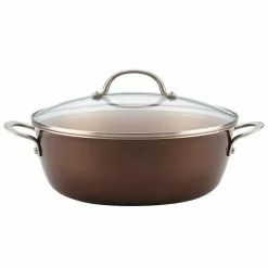 Home Collection 7.5 qt. Aluminum Nonstick Stock Pot in Brown Sugar with Glass Lid by Ayesha Curry