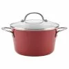 Home Collection 4.5 Qt. Porcelain Enamel Nonstick Covered Saucepot in Sienna Red by Ayesha Curry -Cookware Sales Shop ayesha curry stock pots 10744 64 1000