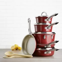 Home Collection 4.5 Qt. Porcelain Enamel Nonstick Covered Saucepot in Sienna Red by Ayesha Curry 17 Home Collection 4.5 Qt. Porcelain Enamel Nonstick Covered Saucepot in Sienna Red by Ayesha Curry -Cookware Sales Shop ayesha curry stock pots 10744 76 1000