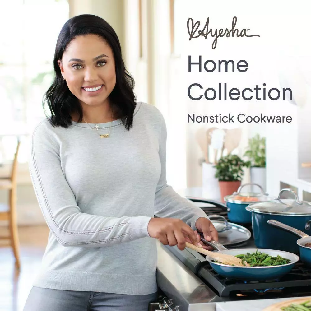 Home Collection 4.5 Qt. Twilight Teal Porcelain Enamel Non-Stick Covered Saucepot by Ayesha Curry 7 Home Collection 4.5 Qt. Twilight Teal Porcelain Enamel Non-Stick Covered Saucepot by Ayesha Curry - Image 5