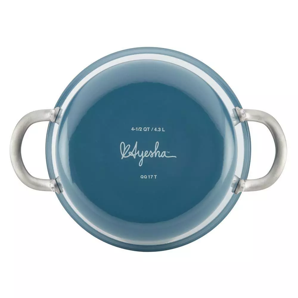 Home Collection 4.5 Qt. Twilight Teal Porcelain Enamel Non-Stick Covered Saucepot by Ayesha Curry 10 Home Collection 4.5 Qt. Twilight Teal Porcelain Enamel Non-Stick Covered Saucepot by Ayesha Curry - Image 8