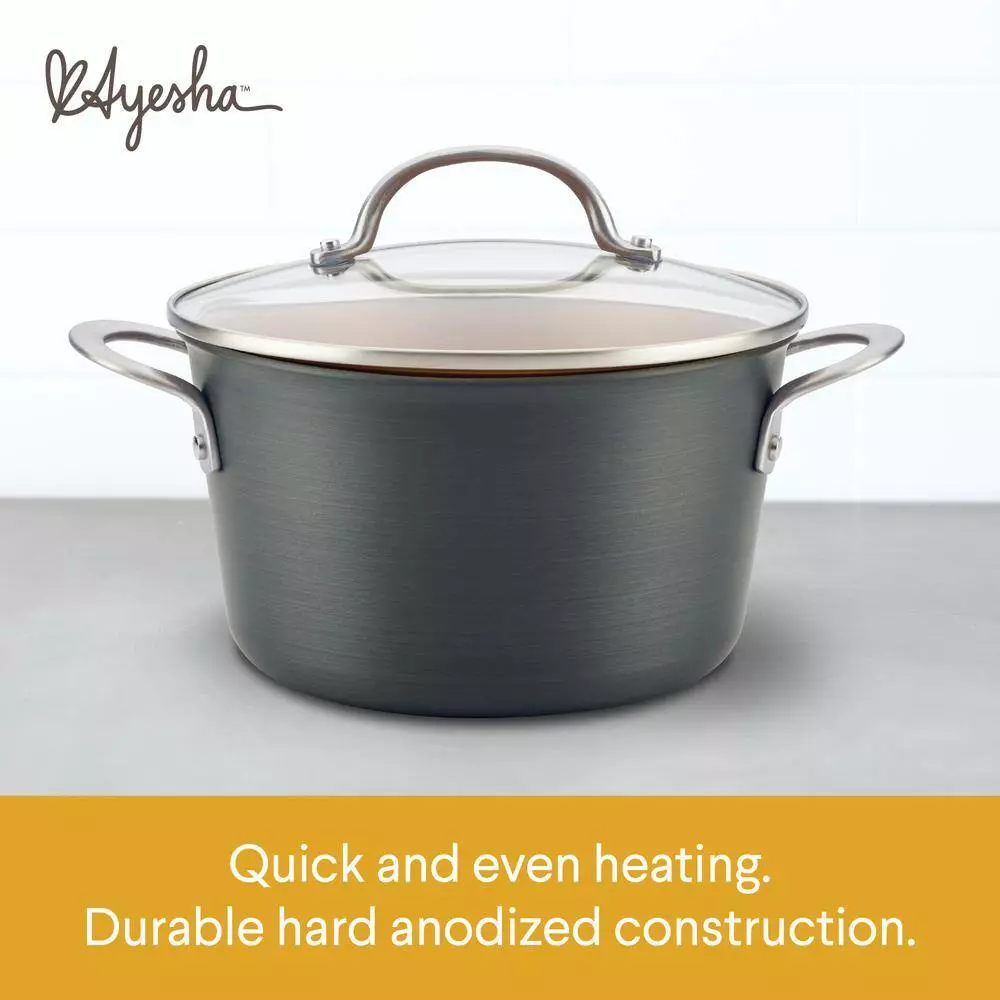 Home Collection 4.5 Qt. Hard Anodized Aluminum Covered Saucepot by Ayesha Curry 9 Home Collection 4.5 Qt. Hard Anodized Aluminum Covered Saucepot by Ayesha Curry - Image 7