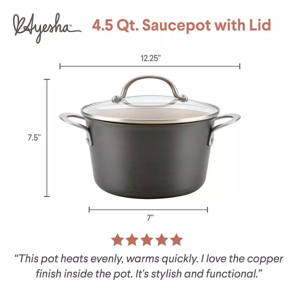 Home Collection 4.5 Qt. Hard Anodized Aluminum Covered Saucepot by Ayesha Curry 6 Home Collection 4.5 Qt. Hard Anodized Aluminum Covered Saucepot by Ayesha Curry - Image 4