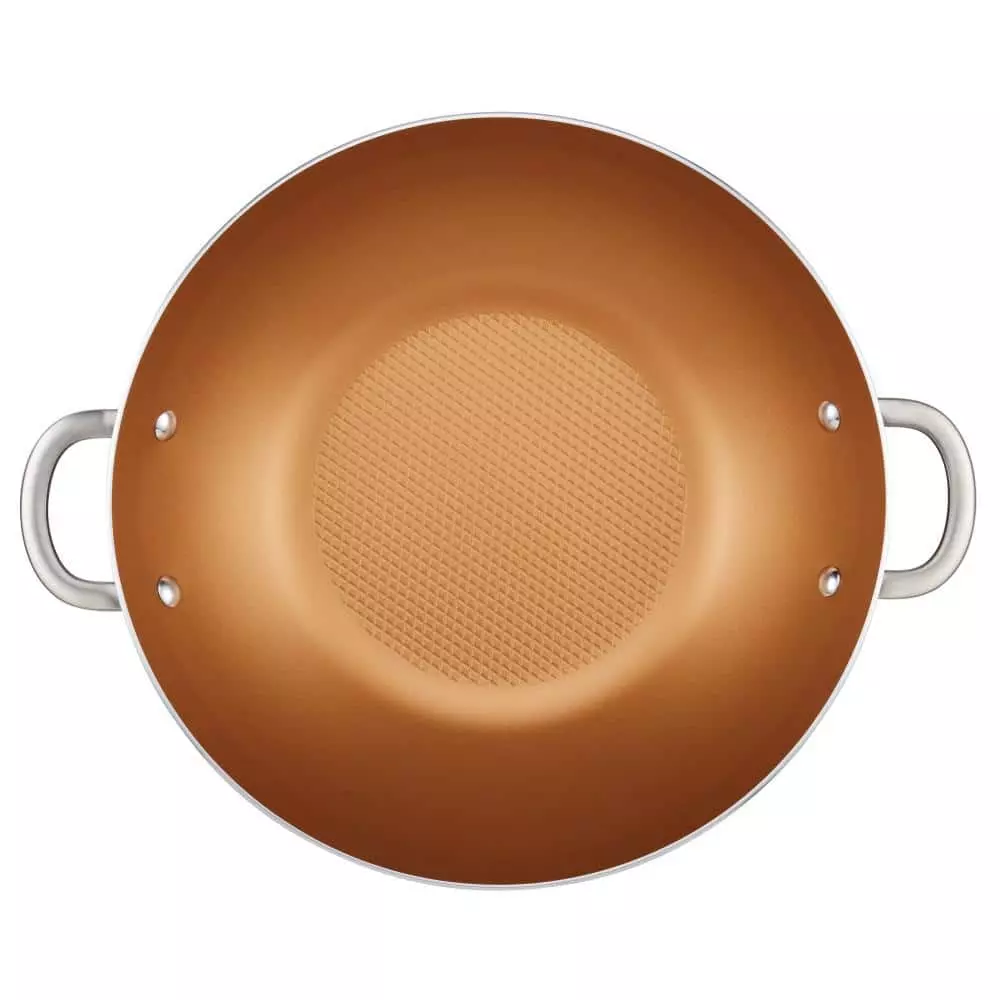 Home Collection 14 in. Porcelain Enamel Nonstick Wok in Brown Sugar by Ayesha Curry 4 Home Collection 14 in. Porcelain Enamel Nonstick Wok in Brown Sugar by Ayesha Curry - Image 2