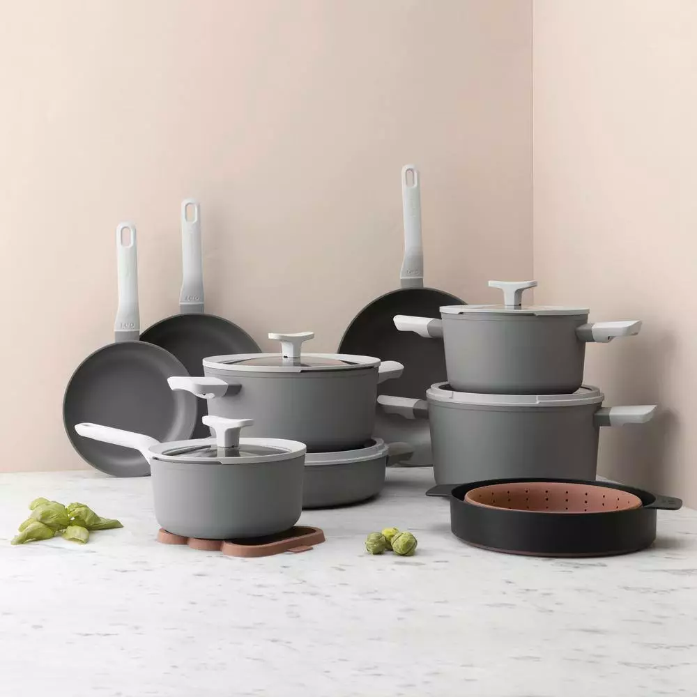 Leo 2.1 qt. Aluminum Nonstick Sauce Pan in Grey with Glass Lid by BergHOFF 5 Leo 2.1 qt. Aluminum Nonstick Sauce Pan in Grey with Glass Lid by BergHOFF - Image 3