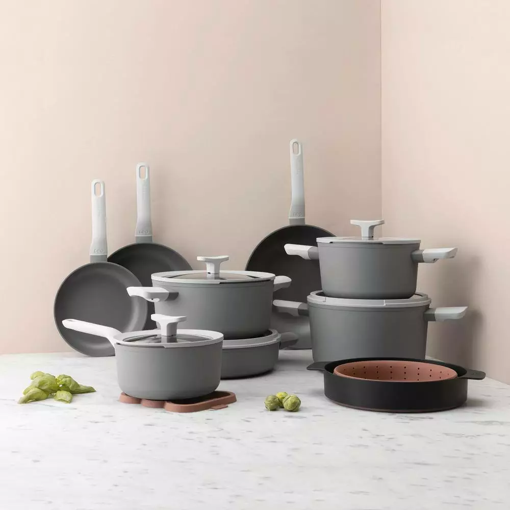 Leo 3.1 qt. Aluminum Nonstick Saute Pan in Grey with Glass Lid and Dual Handles by BergHOFF 5 Leo 3.1 qt. Aluminum Nonstick Saute Pan in Grey with Glass Lid and Dual Handles by BergHOFF - Image 3