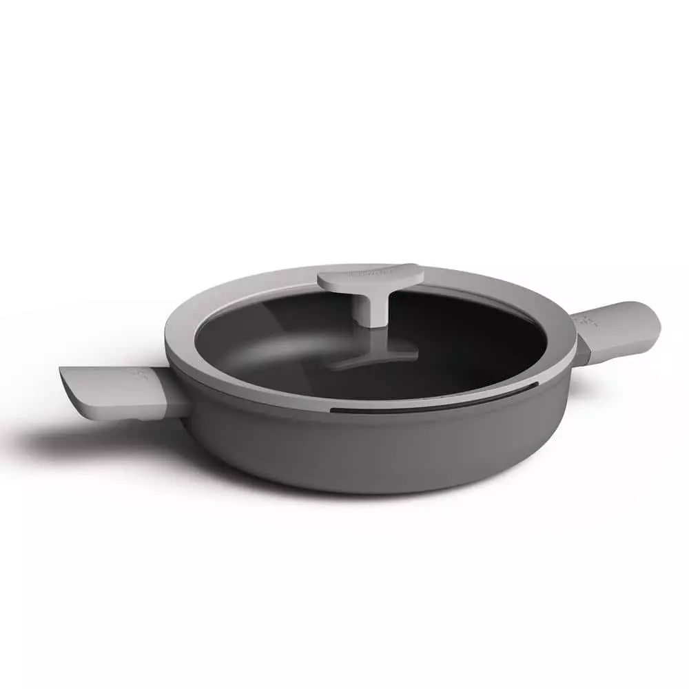 Leo 3.1 qt. Aluminum Nonstick Saute Pan in Grey with Glass Lid and Dual Handles by BergHOFF 3 Leo 3.1 qt. Aluminum Nonstick Saute Pan in Grey with Glass Lid and Dual Handles by BergHOFF