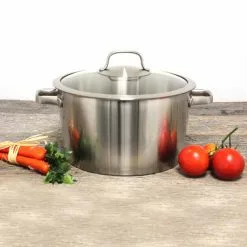 Essentials Manhattan 8.8 qt. Stainless Steel Stock Pot with Glass Lid by BergHOFF -Cookware Sales Shop berghoff stock pots 1100070 31 1000