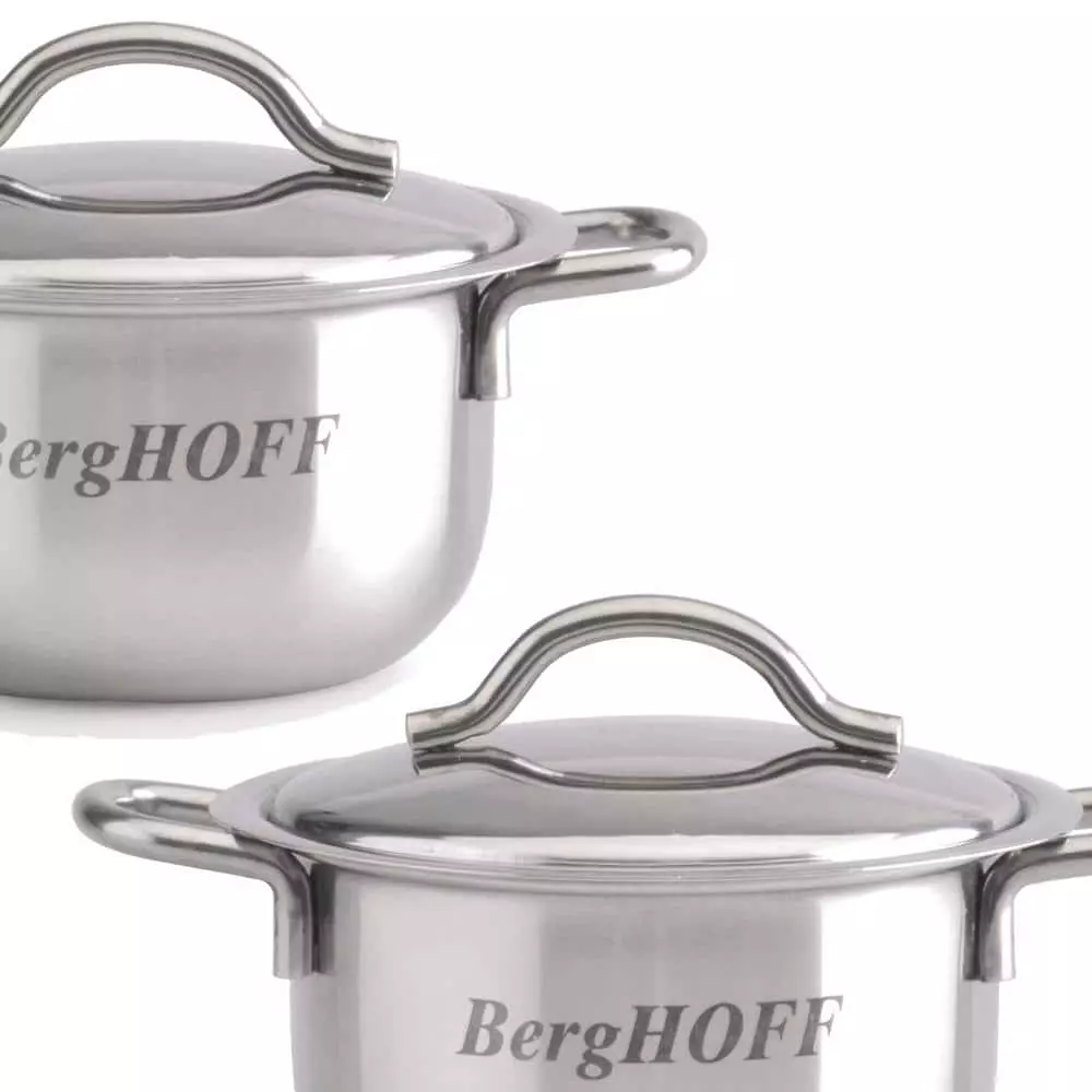 Essentials Bistro 2-Piece Stainless Steel Mini Pot Set with Lids by BergHOFF 4 Essentials Bistro 2-Piece Stainless Steel Mini Pot Set with Lids by BergHOFF - Image 2