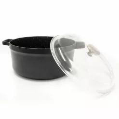 GEM 7.7 qt. Cast Aluminum Nonstick Stock Pot in Black with Glass Lid by BergHOFF -Cookware Sales Shop berghoff stock pots 2307311 1f 1000