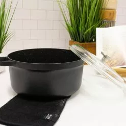 GEM 7.7 qt. Cast Aluminum Nonstick Stock Pot in Black with Glass Lid by BergHOFF -Cookware Sales Shop berghoff stock pots 2307311 31 1000