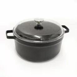 GEM 7.7 qt. Cast Aluminum Nonstick Stock Pot in Black with Glass Lid by BergHOFF
