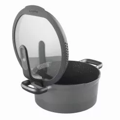 GEM Stay Cool 5 qt. Cast Aluminum Nonstick Stock Pot in Gray with Glass Lid by BergHOFF -Cookware Sales Shop berghoff stock pots 2307418 1f 1000