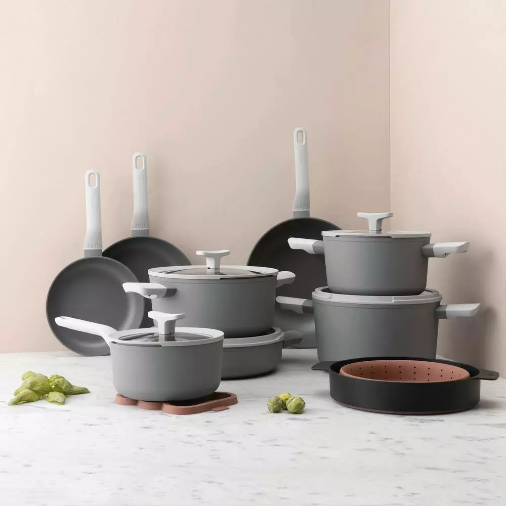 Leo 4.6 qt. Aluminum Nonstick Stock Pot in Grey with Glass Lid by BergHOFF 5 Leo 4.6 qt. Aluminum Nonstick Stock Pot in Grey with Glass Lid by BergHOFF - Image 3