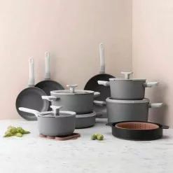 Leo 6.5 qt. Aluminum Nonstick Stock Pot in Grey with Glass Lid by BergHOFF -Cookware Sales Shop berghoff stock pots 3950170 31 1000