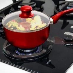 1.5 qt. Aluminum Ceramic Coated Saucepan in Red with Glass Lid by Better Chef -Cookware Sales Shop better chef sauce pans 985117968m 31 1000