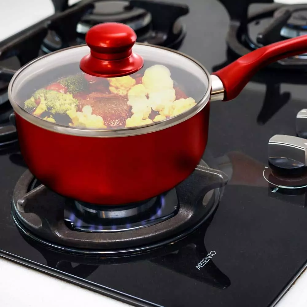 2 qt. Aluminum Ceramic Coated Saucepan in Red with Glass Lid by Better Chef 8 2 qt. Aluminum Ceramic Coated Saucepan in Red with Glass Lid by Better Chef - Image 6