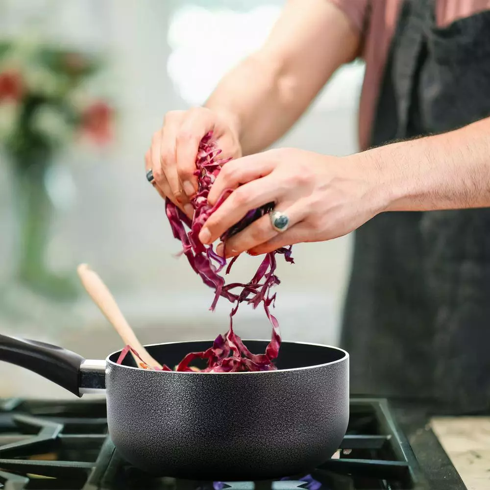 2 qt. Aluminum Nonstick Sauce Pan in Gray with Glass Lid by Better Chef 6 2 qt. Aluminum Nonstick Sauce Pan in Gray with Glass Lid by Better Chef - Image 4