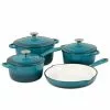 7-Piece Enameled Cast Iron Nonstick Cookware Set in Biscay Blue by BASQUE 2 7-Piece Enameled Cast Iron Nonstick Cookware Set in Biscay Blue by BASQUE -Cookware Sales Shop biscay blue pot pan sets new basque 7pc cookware set 64 1000