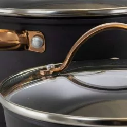 Allsberg 10-Piece Aluminum Nonstick Cookware Set in Black and Bronze by Oster -Cookware Sales Shop black and bronze oster pot pan sets 985112752m 1f 1000