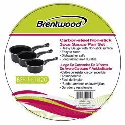 3-Piece Carbon Steel Non-Stick Sauce Pan Set by Brentwood Appliances -Cookware Sales Shop black brentwood appliances sauce pans bsp 161820 31 1000