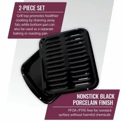 2-Piece Porcelain Heavy-Duty Broiler Pan and Grill Set by CERTIFIED APPLIANCE ACCESSORIES 18 2-Piece Porcelain Heavy-Duty Broiler Pan and Grill Set by CERTIFIED APPLIANCE ACCESSORIES -Cookware Sales Shop black certified appliance accessories broiler pans 50016 44 1000